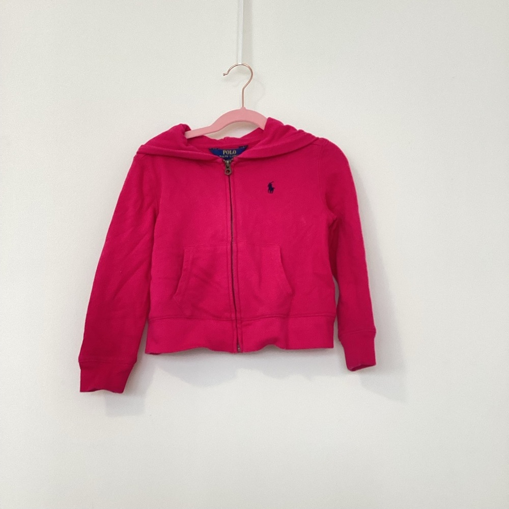 Girls pink polo sweatshirt